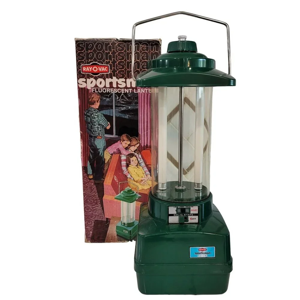 Vintage Green Ray-O-Vac Sportsman Camping Fluorescent Lantern in Box 360-B